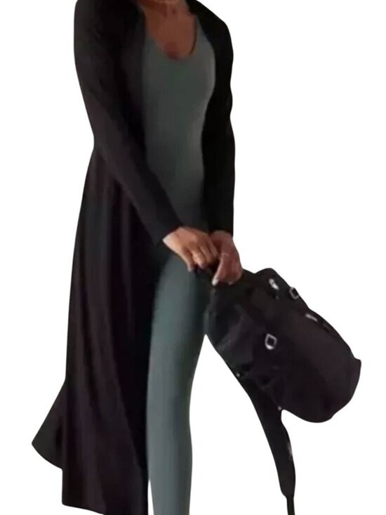 Athleta Dresses & Skirts - Athleta Black Long-Sleeve Midi Shirt Dress Collared Button-Down Versatile Style